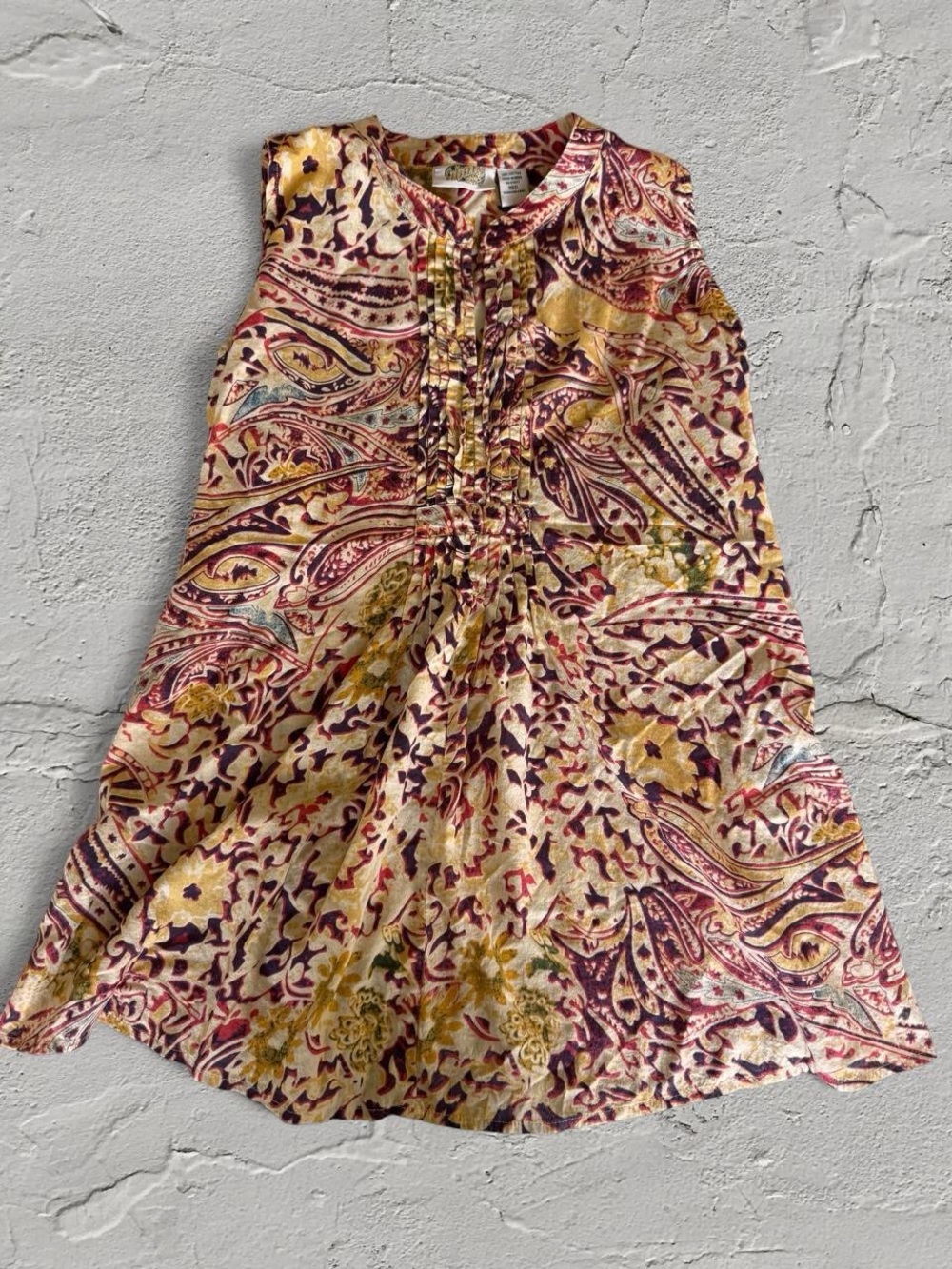 Paisley Print Women’s Tunic Top in Cream and Burgundy